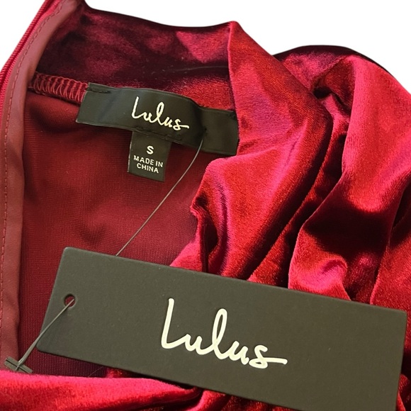 Lulus Flawless Charm Velvet Mock Neck Tiered Long Sleeve Mini Dress Berry Pink - Picture 7 of 8